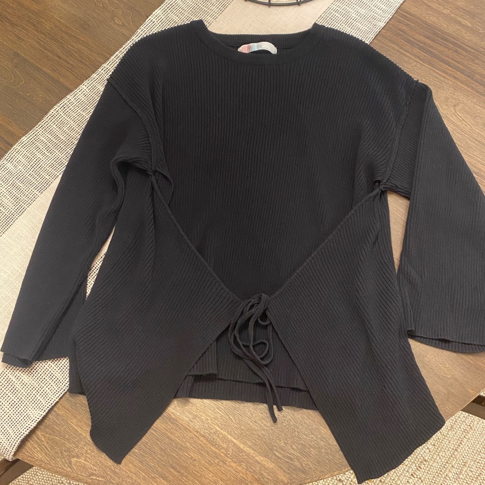 Free People Ribbed Tie Front Top